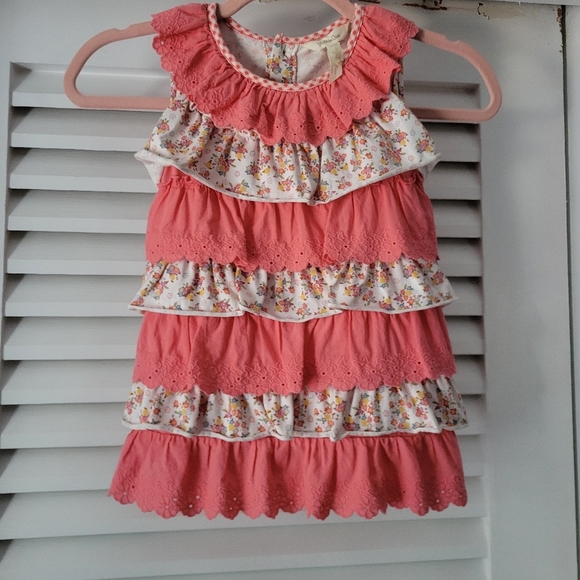 Matilda Jane Eyelet Floral Tiered Ruffle Girls Dress. - Picture 1 of 10